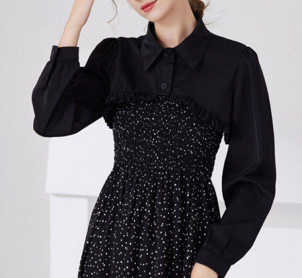 Off White, Black / Chiffon Fake Collar, False Collar, Removable Collar   B25(K)