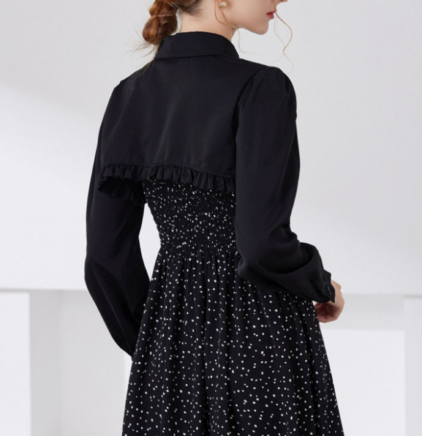 B25 / Off White, Black / Chiffon Fake Collar, False Collar, Removable Collar