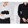 B25 / Off White, Black / Chiffon Fake Collar, False Collar, Removable Collar