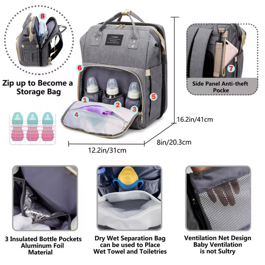 Baby Diaper Bag Backpack with Changing Station