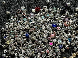 30 pcs / Random Metal Big Hole Beads Lot