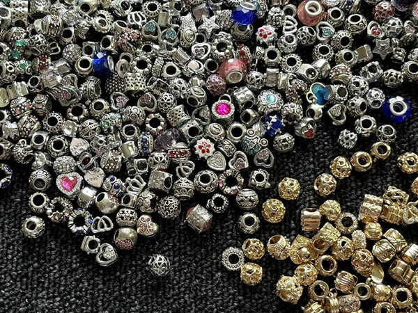 30 pcs / Random Metal Big Hole Beads Lot