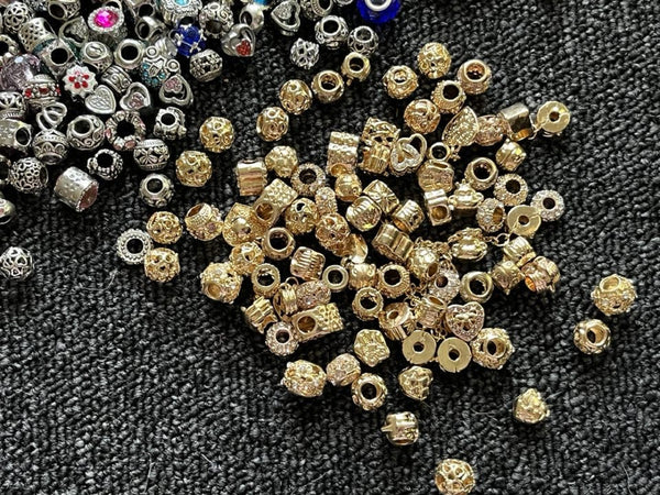 30 pcs / Random Metal Big Hole Beads Lot