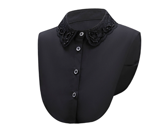 B809 / Black Fake Lace Collar, False Collar, Removable Collar