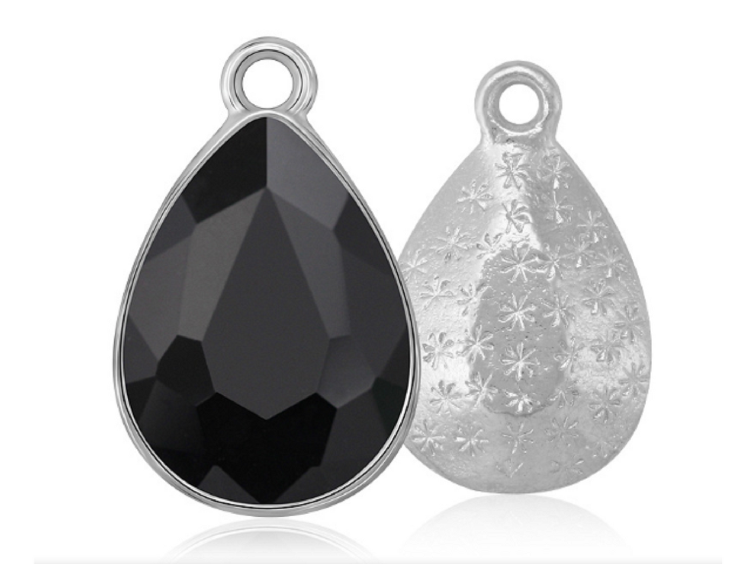 ( P048S)  10 pcs / 7 x 10mm / Silver base Teardrop Glass crystal Pendant