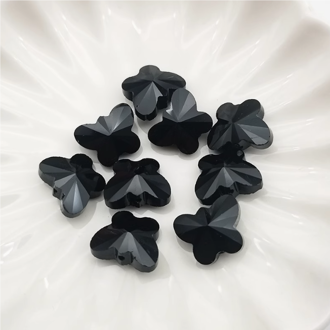 (Y203)  10 Pcs / 14mm / High Quality straight Hole Glass Butterfly Beads, DIY Jewellery Making