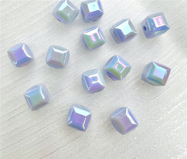 50 pcs / 8mm /High Quality Assorted Shiny Acrylic Square Beads, Imitation Pearl Square Beads For Jewellery Making (BB105)