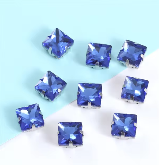 (S40S)  50 pcs / 8mm / Silver Base Square Rhinestones, Jewellery Making Crystals