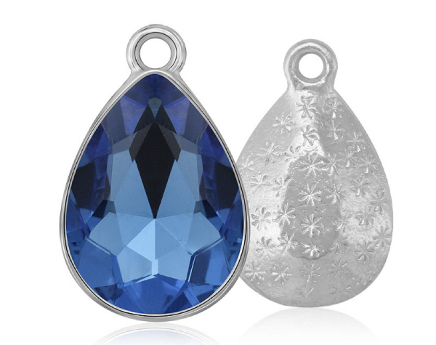 ( P048S)  10 pcs / 7 x 10mm / Silver base Teardrop Glass crystal Pendant