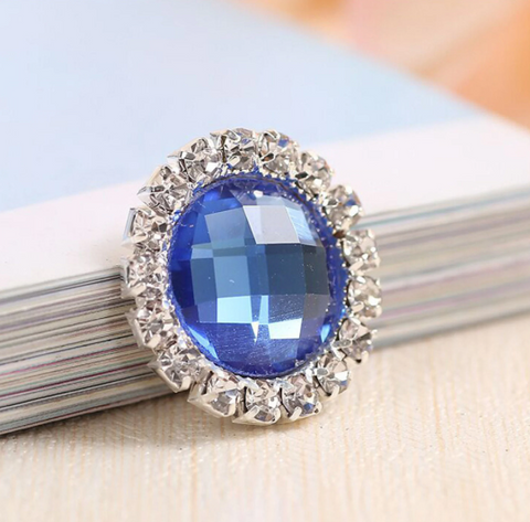 10 Pcs / 20mm / Blue Flat Back Rhinestone Centers B001