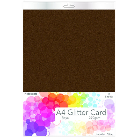Habicraft / 10 Sheets / A4 Brown Non-Shed Glitter Card 290gsm (HGC07) Wholesale