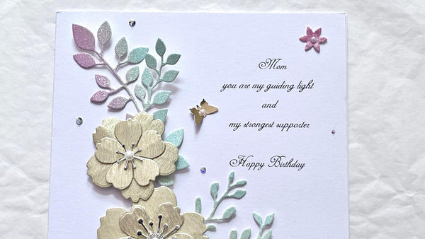 Luxury Handmade Personalised Floral Birthday Flower Card C1104
