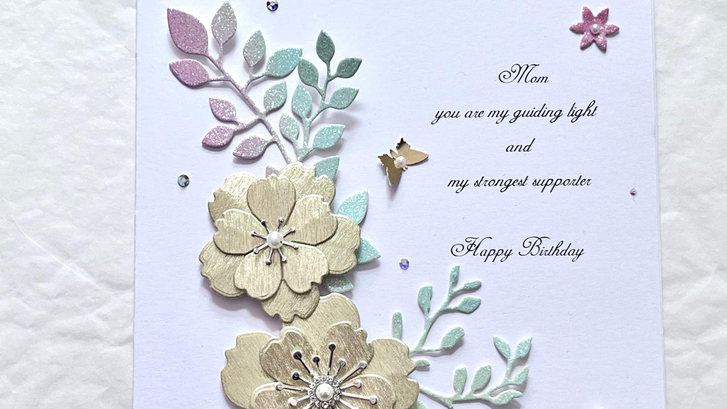 Luxury Handmade Personalised Floral Birthday Flower Card C1104
