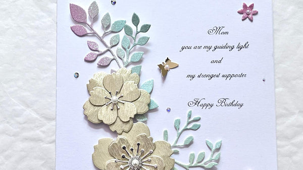 Luxury Handmade Personalised Floral Birthday Flower Card C1104