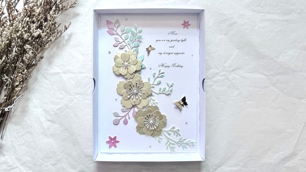 Luxury Handmade Personalised Floral Birthday Flower Card C1104