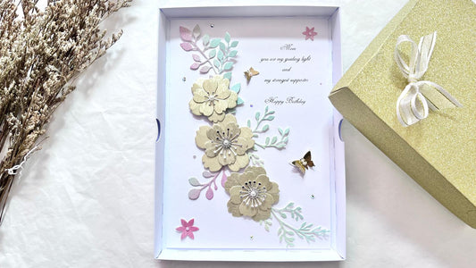 Luxury Handmade Personalised Floral Birthday Flower Card C1104