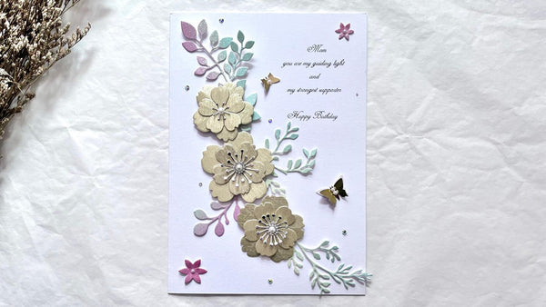 Luxury Handmade Personalised Floral Birthday Flower Card C1104