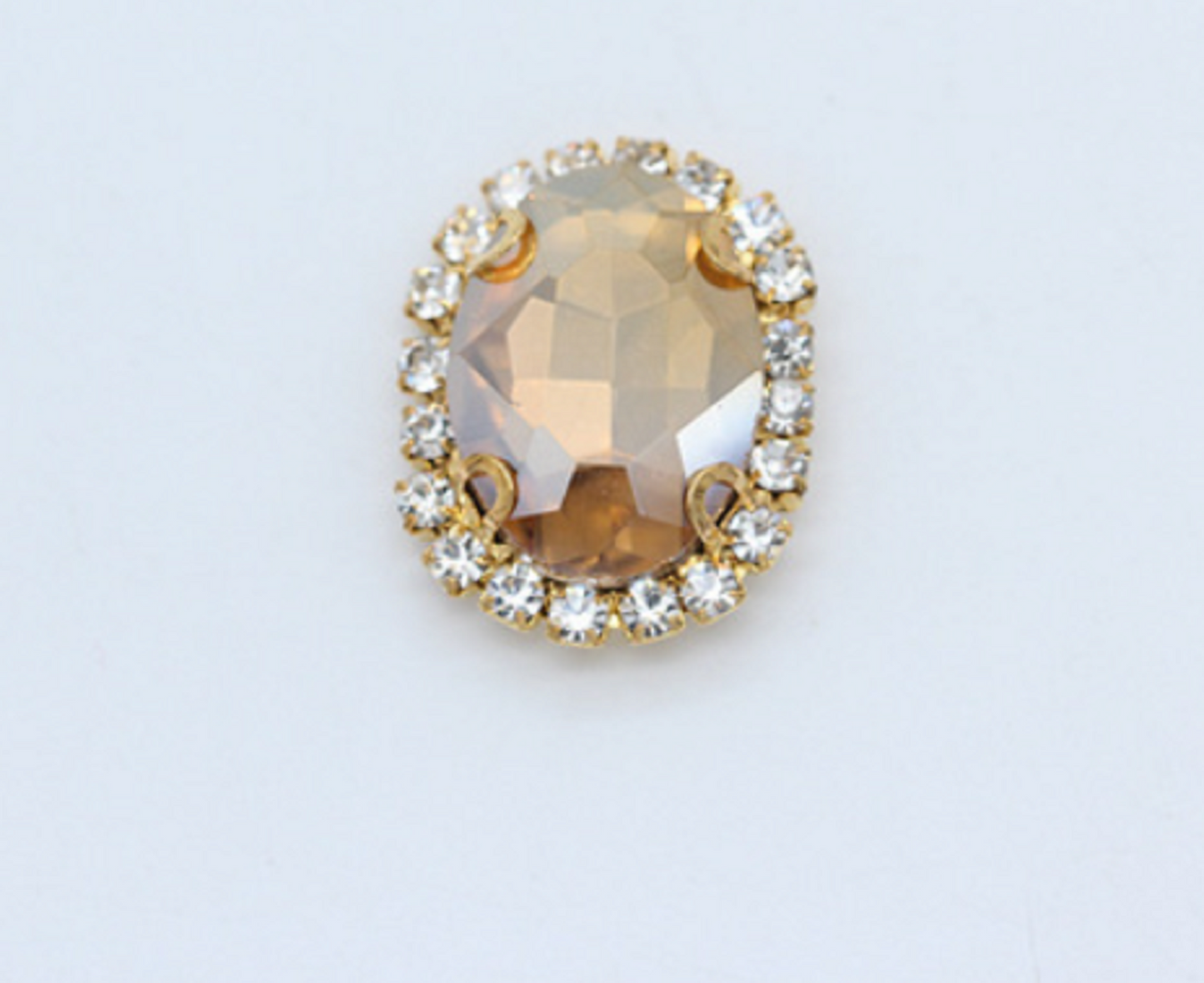 (S12G) 10 Pcs / 12 x 14mm / Gold Base Sew On Oval Crystal