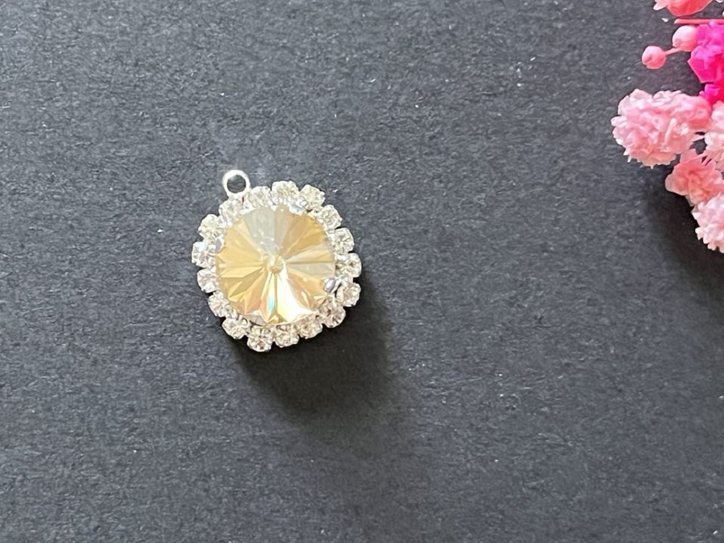 (P052S)  10 pcs / 16mm / Single loop Gold Base base Flatback Sew On Glass crystal