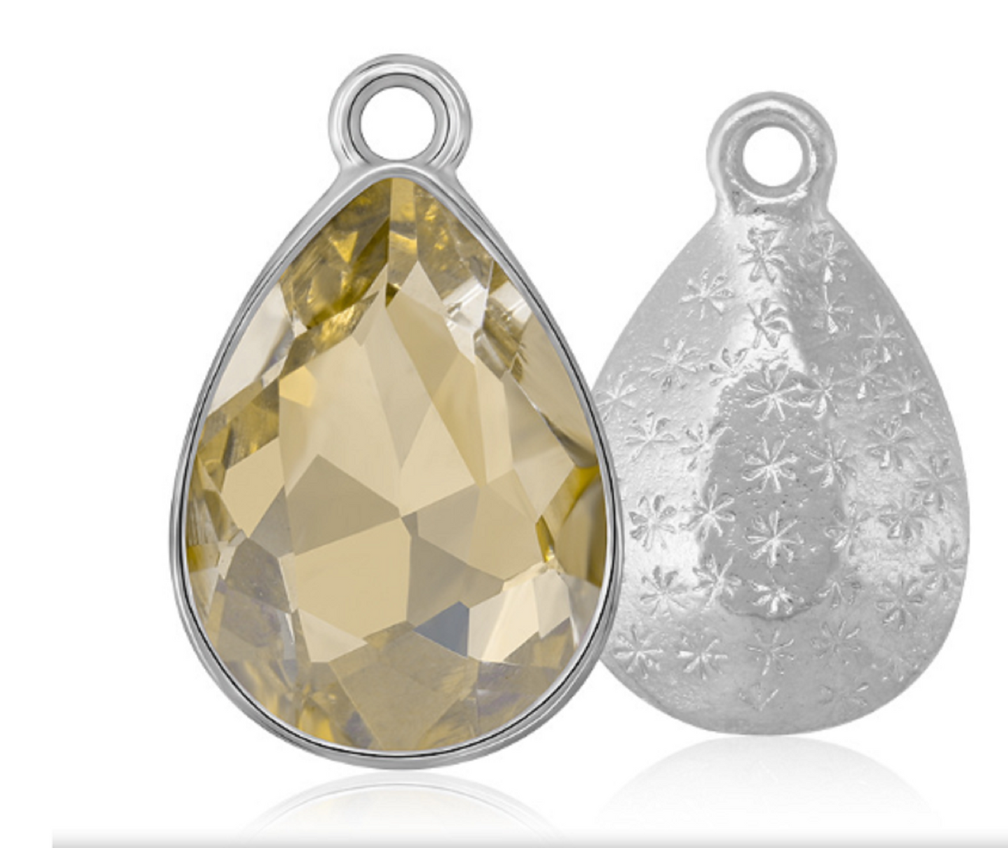 ( P048S)  10 pcs / 7 x 10mm / Silver base Teardrop Glass crystal Pendant