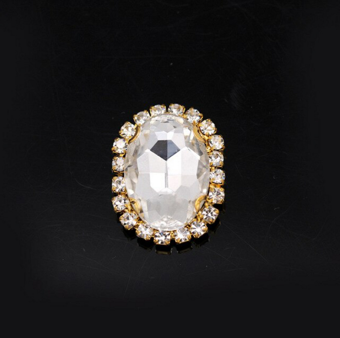 (S12G) 10 Pcs / 12 x 14mm / Gold Base Sew On Oval Crystal