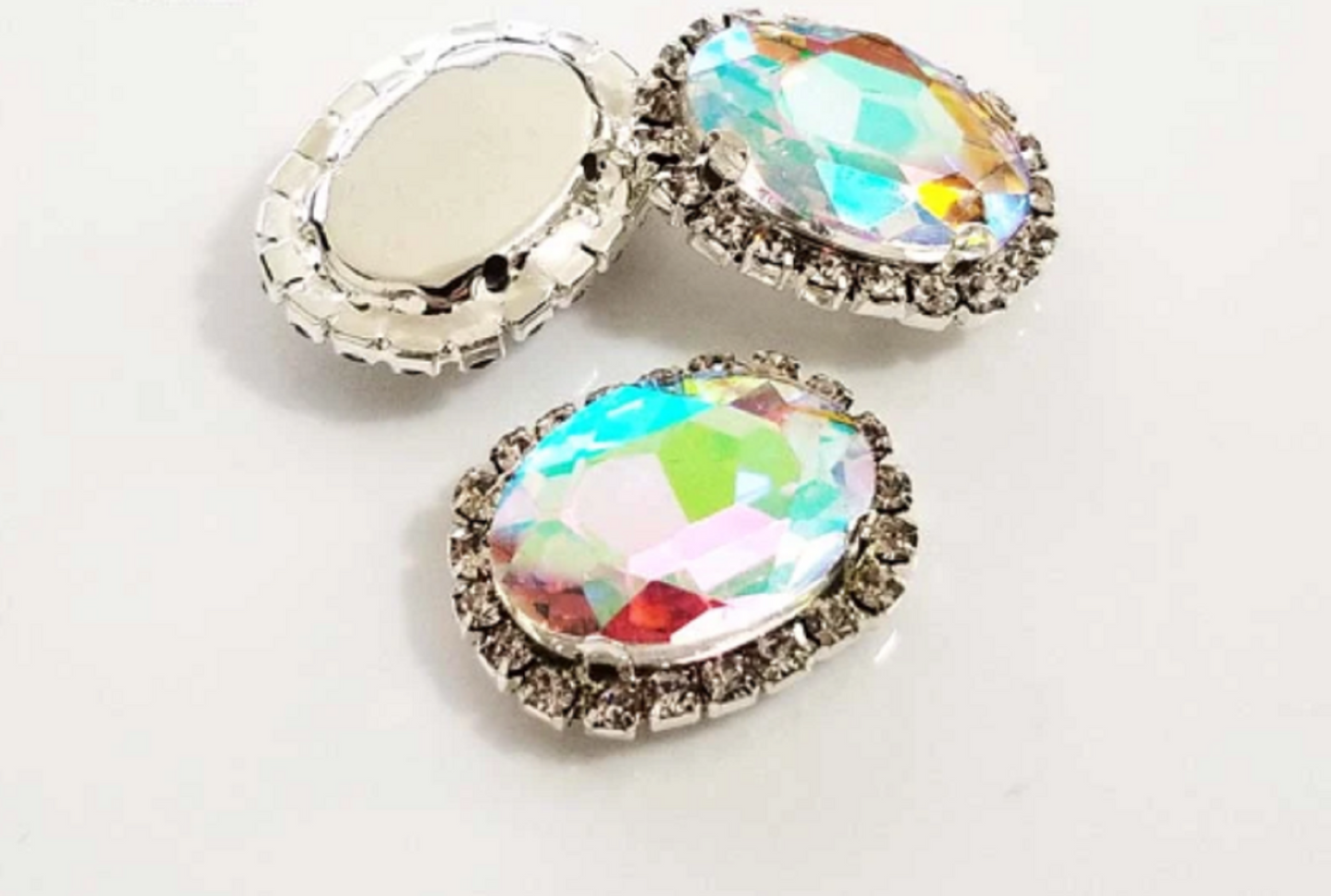 (S12G) 10 Pcs / 12 x 14mm / Gold Base Sew On Oval Crystal