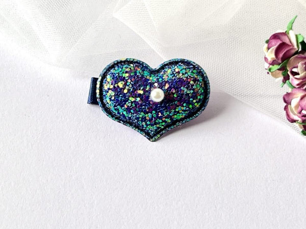 4.5 x 3cm / Handmade 3D Baby Glitter Heart Hair Clip, Girl  Hair Clip, Baby Hair Accessories  BC001