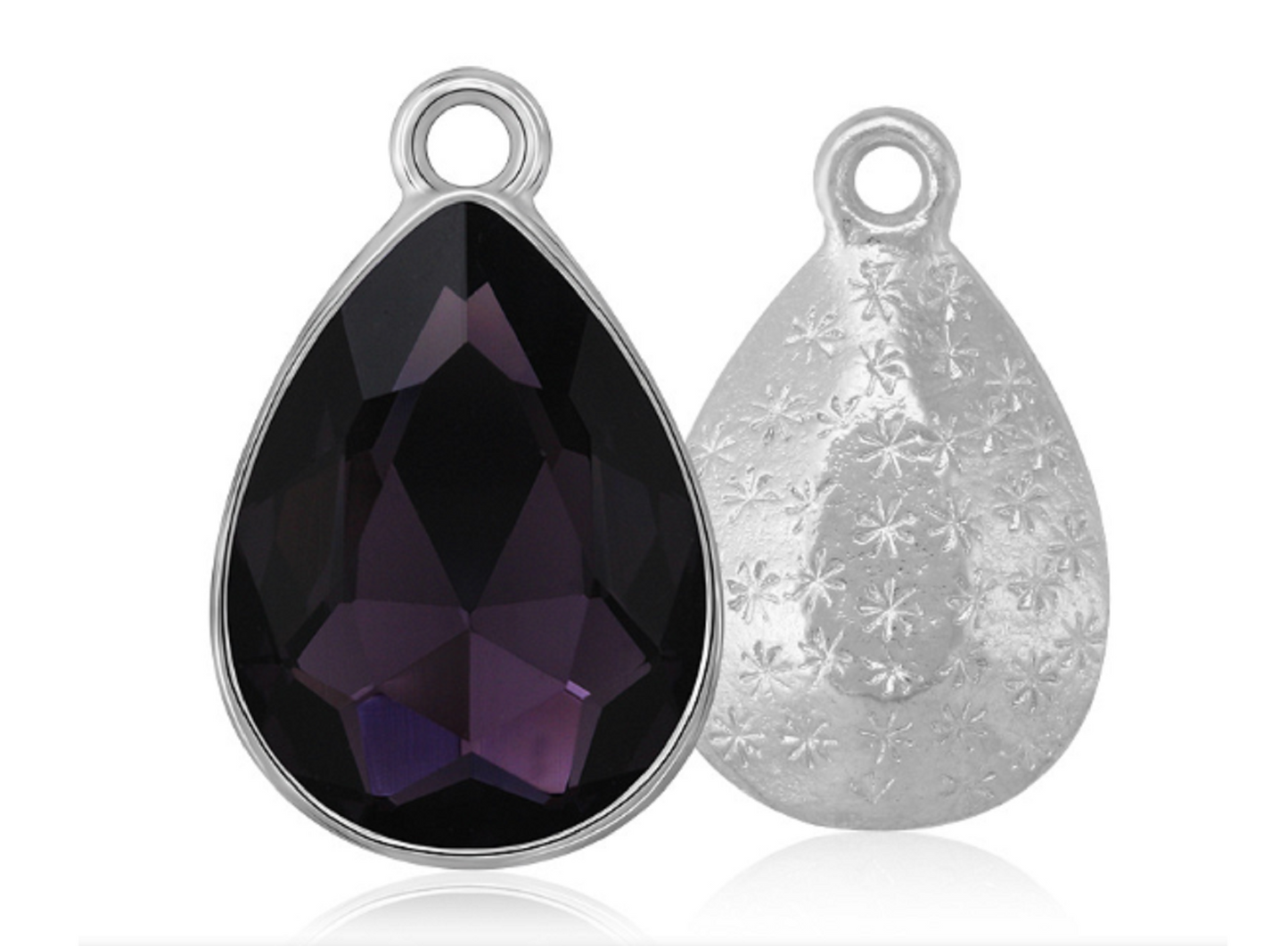 ( P048S)  10 pcs / 7 x 10mm / Silver base Teardrop Glass crystal Pendant