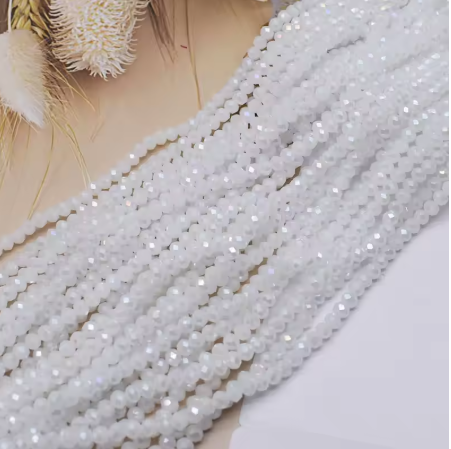 180 pcs / 4mm / Rondelle Gass Beads