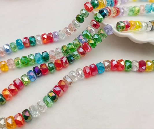 (Y209)  50 Pcs / 6mm, 8mm / High Quality Flat Crystal Glass Beads, DIY Jewellery Making