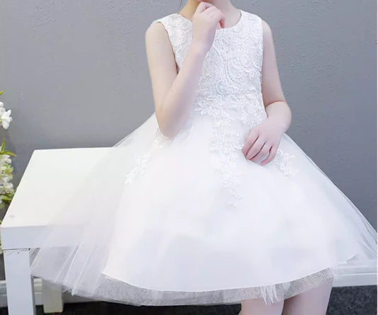 Off White / Wedding Flower Girl Dress with Headband Christening Princess Dress