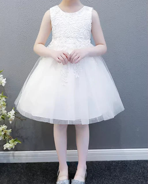 Off White / Wedding Flower Girl Dress with Headband Christening Princess Dress