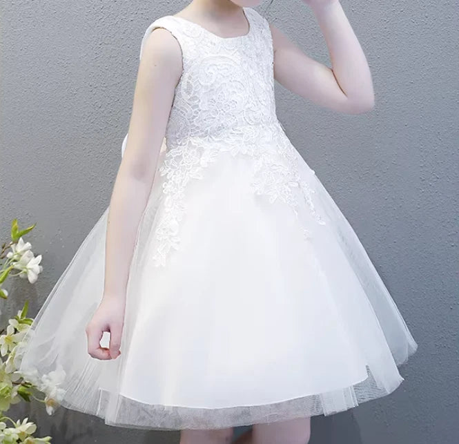 Off White / Wedding Flower Girl Dress with Headband Christening Princess Dress