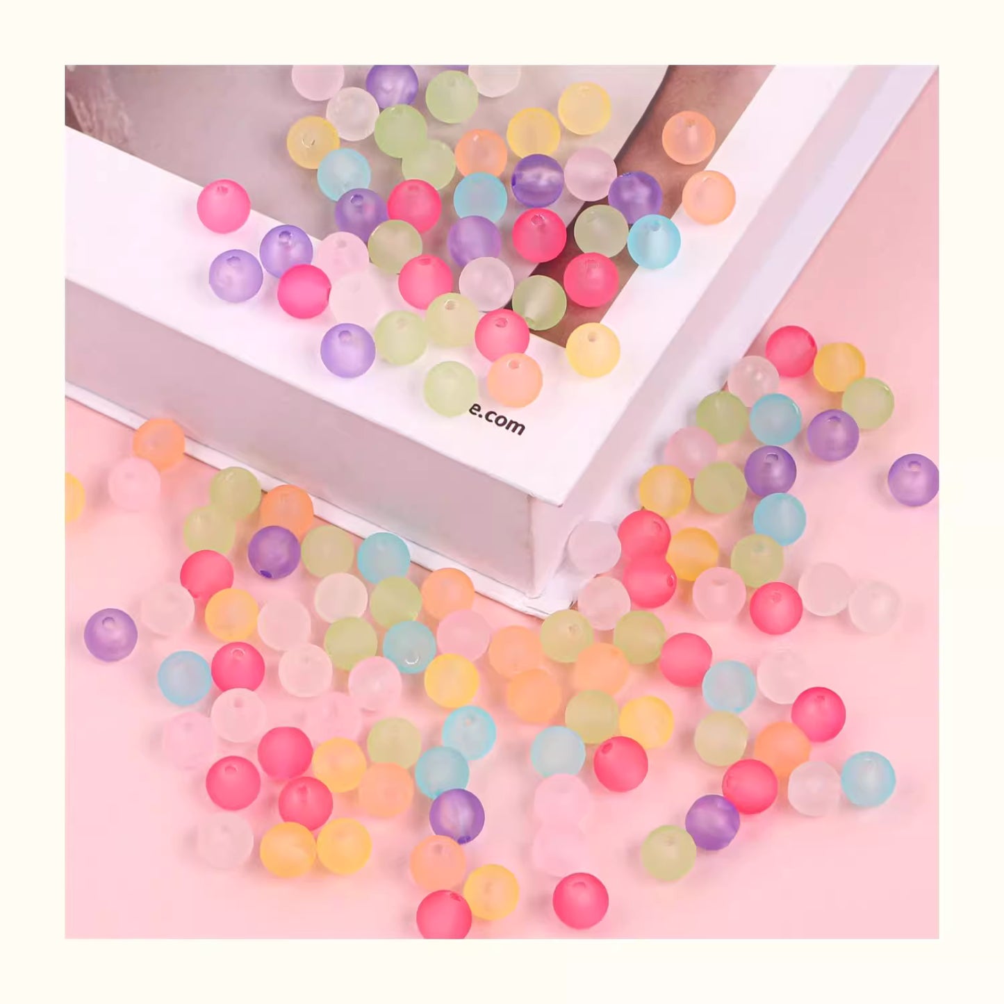 50g / 8mm / Mixed Frosted Beads, Jewellery Making GB006