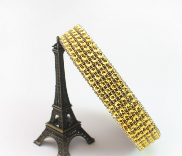 5 Meters / Colour Diamante Trim Crystal Effect Bling Rhinestone (Gold)