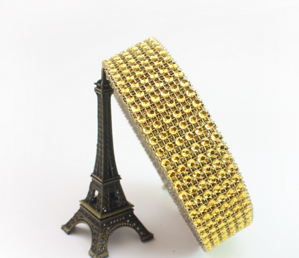 5 Meters / Colour Diamante Trim Crystal Effect Bling Rhinestone (Gold)