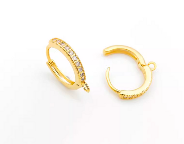 10 pcs / Gold Plated Crystal Star Hoop Earrings, Jewellery Making Findings  EK11