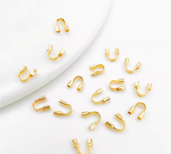 10 pcs /  Gold Plated U shape Cord End Caps, Jewellery Making Findings  (EK151)