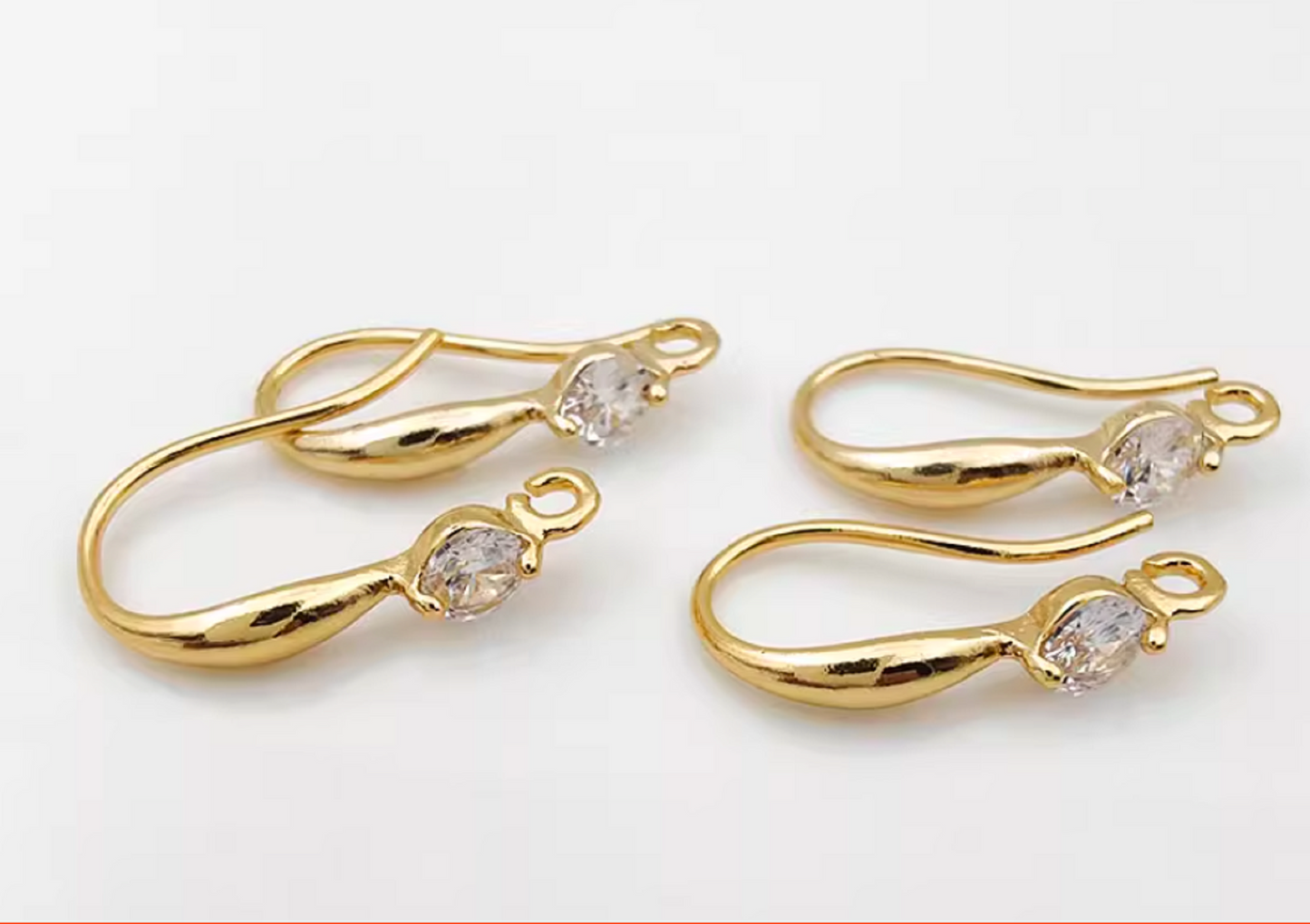 (EK64) 10 pcs / Gold Plated Crystal Earrings Hoop
