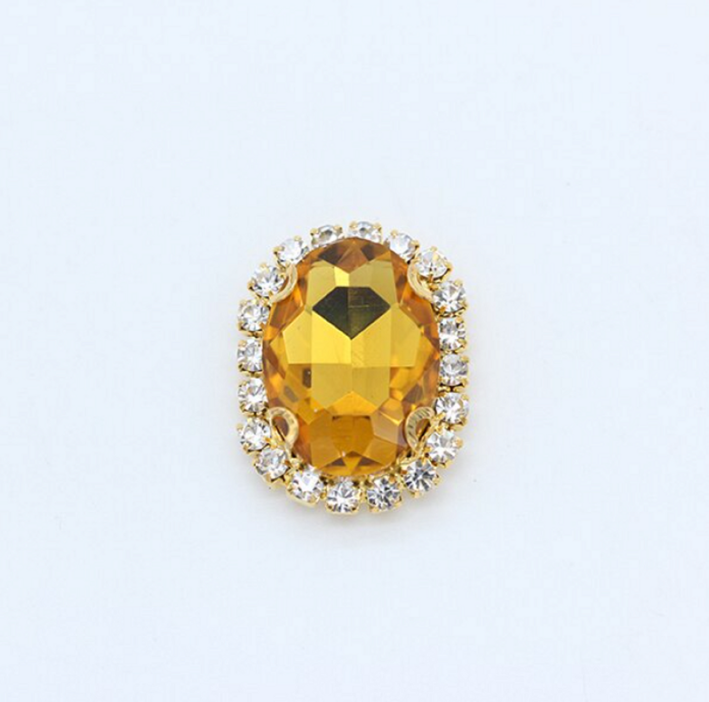 (S12G) 10 Pcs / 12 x 14mm / Gold Base Sew On Oval Crystal