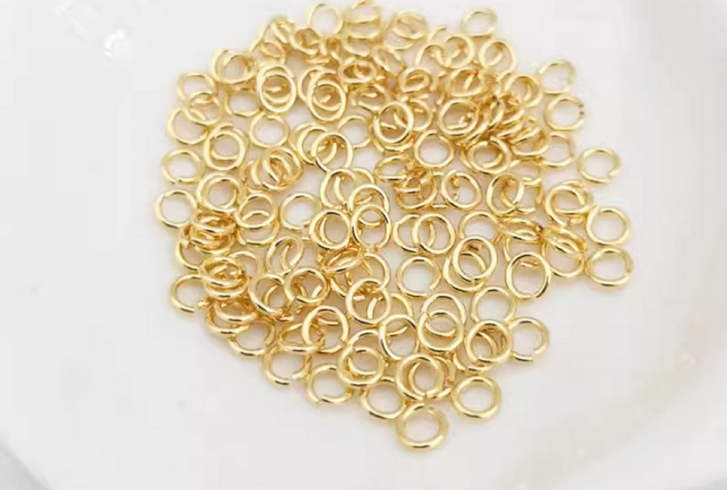 (ERK020)  50 Pcs / Gold Plated Open Jump Rings for Jewellery