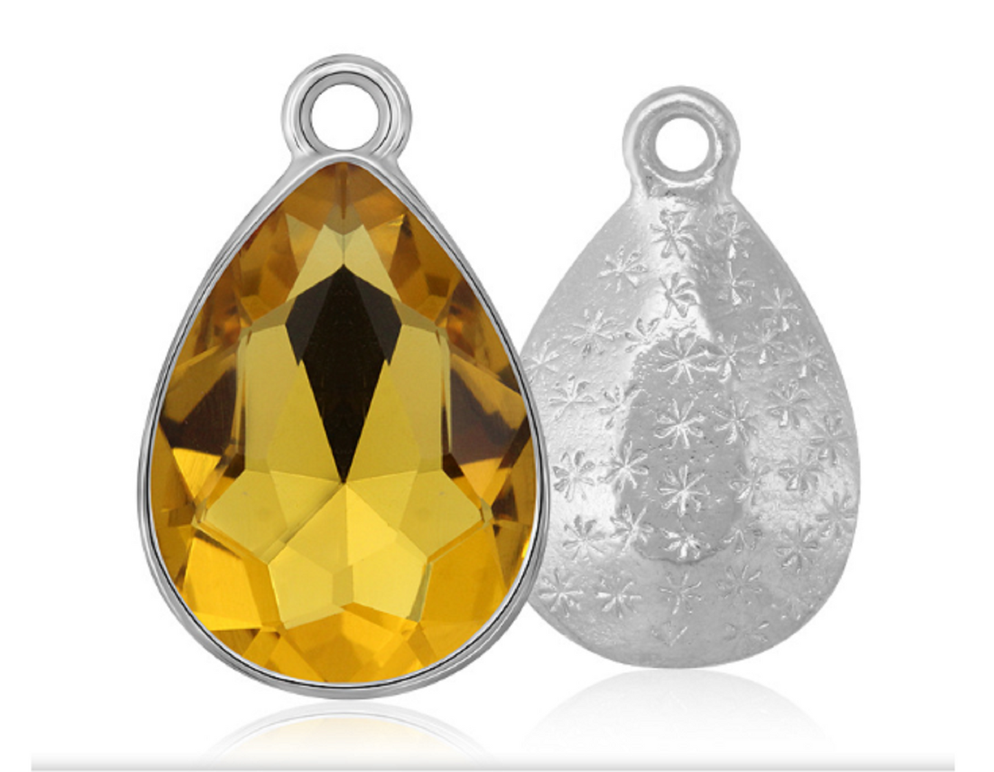 ( P048S)  10 pcs / 7 x 10mm / Silver base Teardrop Glass crystal Pendant