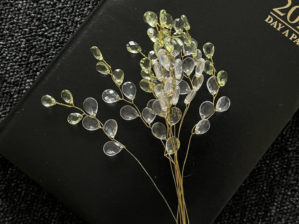 10 Stems / Acrylic Bead Leaf Spray  FS21G (MIXED clear)