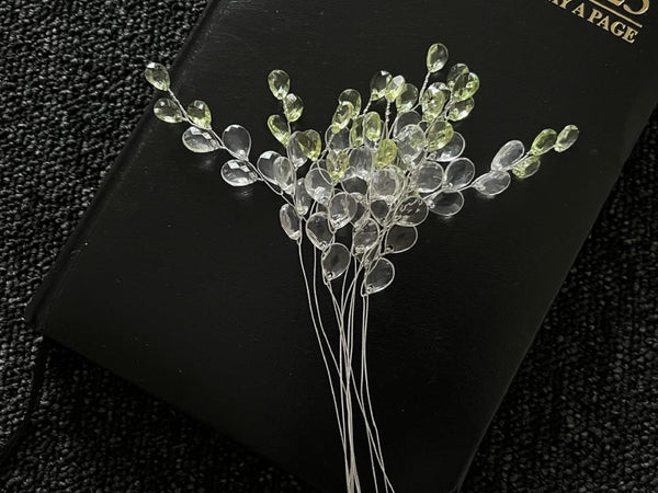 10 Stems / Acrylic Bead Leaf Spray  FS21S (MIXED clear)