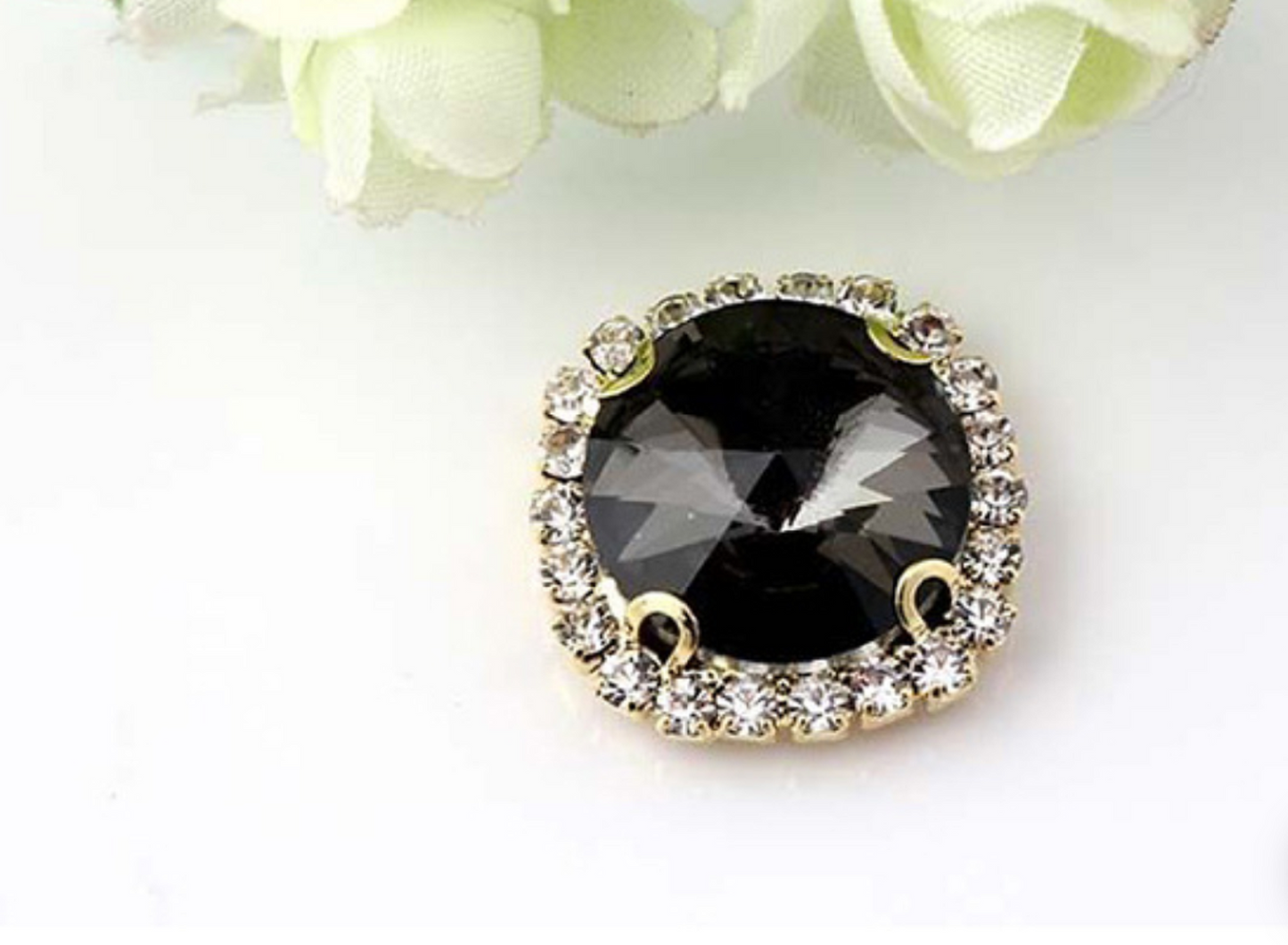 (S13G)  10 Pcs / 16mm, 18mm / Gold Sew On Square Rhinestone
