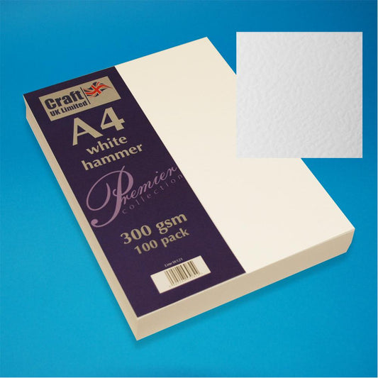 100 sheet pack / 300gsm / A4 White Hammer Cards  W121