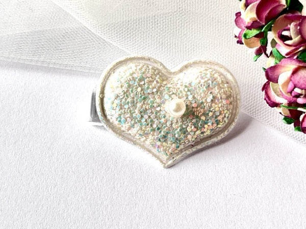 4.5 x 3cm / Handmade 3D Baby Glitter Heart Hair Clip, Girl  Hair Clip, Baby Hair Accessories  BC001