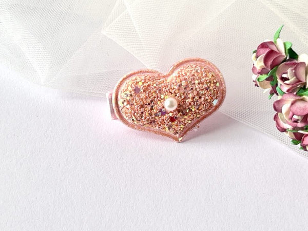 4.5 x 3cm / Handmade 3D Baby Glitter Heart Hair Clip, Girl  Hair Clip, Baby Hair Accessories  BC001