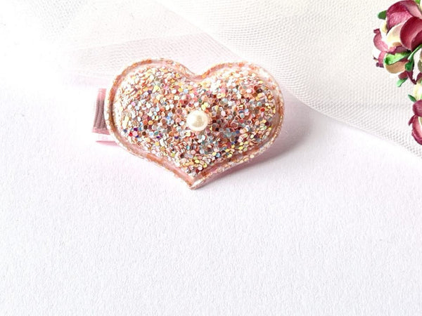 4.5 x 3cm / Handmade 3D Baby Glitter Heart Hair Clip, Girl  Hair Clip, Baby Hair Accessories  BC001