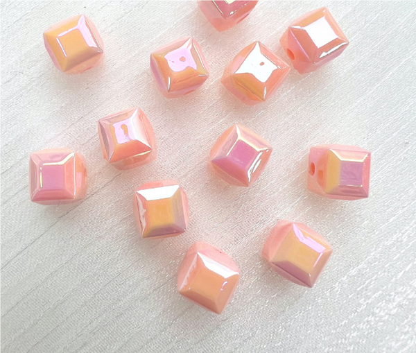 50 pcs / 8mm /High Quality Assorted Shiny Acrylic Square Beads, Imitation Pearl Square Beads For Jewellery Making (BB105)